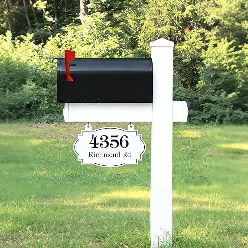 Custom Hanging Address Sign, Metal House Number for Outdoor, Mailbox Number, Address Plaque (13" x 7.5"), Yard Sign, Displays Street Name, High Visibility, Easy Install, Multiple Colors and Fonts (A1) thumbnail 8
