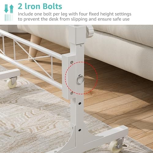 WINAZ Rolling Standing Desk with Wheels, 32" Adjustable Height Small Portable Teacher Desk for Classroom, Mobile Treadmill Walking Pad Table for Laptop, Compact White Home Office Workstation thumbnail 7