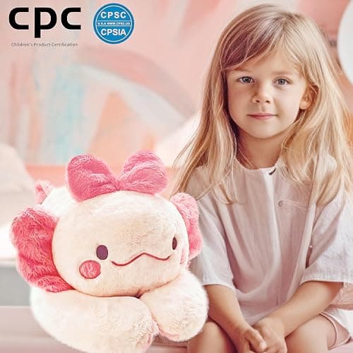 uoozii 20" | 4 Pounds Pink Axolotl Weighted Stuffed Animals with Unscented Microwave Heating Pad Inside, Cute Coolable Heatable Weighted Plush Warm Gift for Kids & Adults thumbnail 5