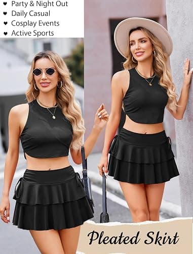 Avidlove Mini Skirts for Women Casual Micro Y2K Pleated Skirt Layered Ruffle Short Skirts Cheer Skirt Cosplay Outfits S-XXL thumbnail 5