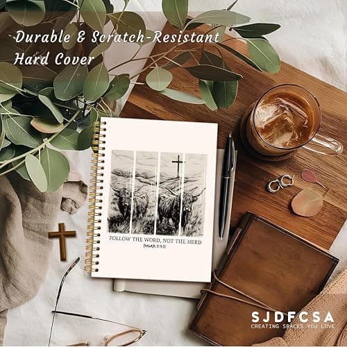 SJDFCSA Western Gifts Christian Gifts for Women Highland Cow Notebook Journal, Follow The Word Not The Herd Bible Verse Journal, Religious Prayer Journal for Woman，Church Faith Journaling Notebook A5 thumbnail 4