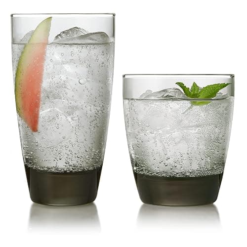 Libbey Classic Rocks and Tumbler Glasses Set of 16, Smoke Hue, Lead-Free Water Glasses, Dishwasher Safe Drinking Glasses Set - Image 1