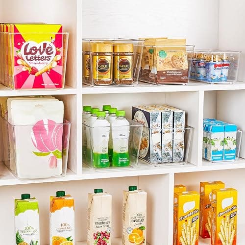 YIHONG 6 Pack Clear Pantry Organizer Bins, Plastic Containers with Handle for Kitchen,Freezer,Cabinet,Closet,Bathroom Under Sink Storage thumbnail 5