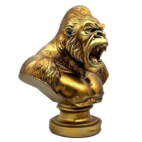 XINDAM Strong Gorilla Figurine Orangutan Animal Statue Decorative Home & Office Figurines Home Office Display Craft Living Room Decor Ornaments for Tabletop Vintage Gold - Image 1