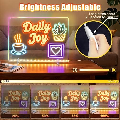 Led Note Board with Colors,16''Drawing Tablet,6 Modes & 8 Colors Light Up Drawing Board,Kids Toy with 13 Light Effects,Birthday Holiday Day Gifts for Girls & Boys Age 3+,7 Markers & Tracing Book thumbnail 4