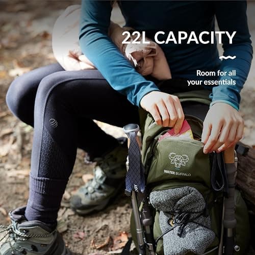 Water Buffalo Hydration Backpack - Sherpa 22L Hiking Backpack with Water Bladder - Water Backpack for Hiking with Waterproof Zippers, Phone & Pole Holders thumbnail 3