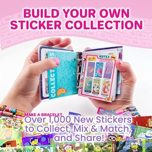 Semboh Sticker Bracelet Kit with Collection Book, 240 Mini Stickers Set, Wearable & Shareable Sticker Rolls, Kids Beading Set for Bracelet & Necklace Making, 1000+ Designs (6X Drop) thumbnail 3