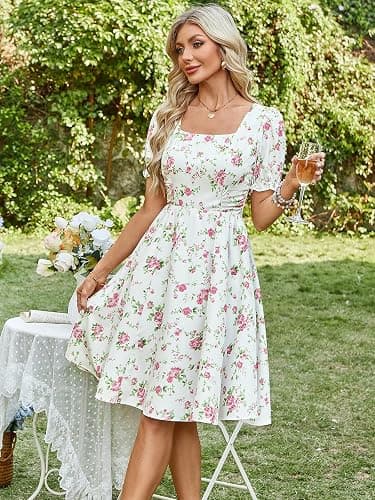 Belle Poque Vintage Dress for Women 2026 Summer 1950s Midi Cottagecore Dresses Square Neck Wedding Guest Cocktail Dress thumbnail 5