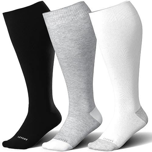 LEVSOX Wide Calf Compression Socks for Women&Men Plus Size 15-20mmHg Knee High Large Support Stockings for Circulation - Image 1