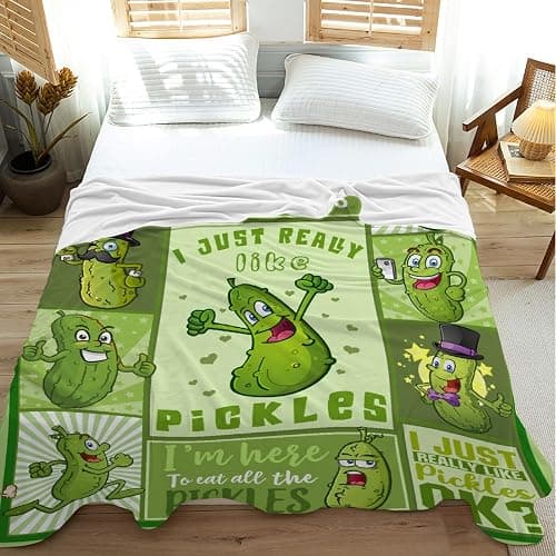 Pickle Blanket for Pickles Lover Funny Pickle Gifts Blanket for Girl Women Adult Teen I Just Really Like Pickles Soft Flannel Blanket for Sofa Bed Camping Travel Home Decor,40"x50"for Kids/Baby thumbnail 7