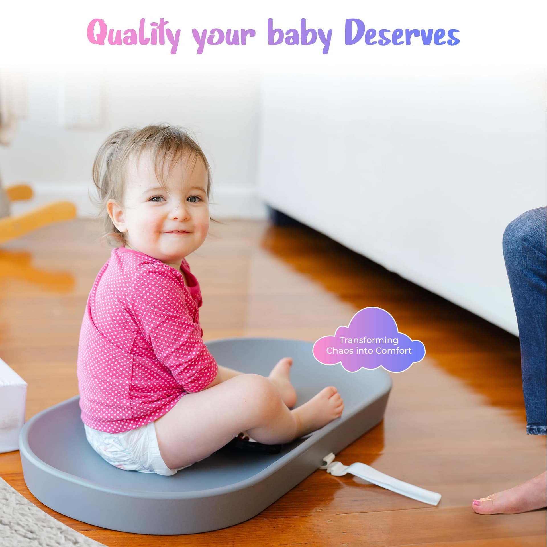Baby Groove Aus - Premium Portable Changing Pad - Waterproof, Grey, Soft and Breathable, Non-Slip, Easy-to-Clean, Firm Padding, Diaper Changing Station, Newborns to Toddlers thumbnail 3