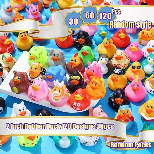 LINICE 30 Pcs Rubber Ducks, Random Assortment Ducks Bulk, Mini Rubber Duckies for Toddler Baby Bath Toys, Kids Bath Pool Toys Birthday Gifts Party Favors thumbnail 3