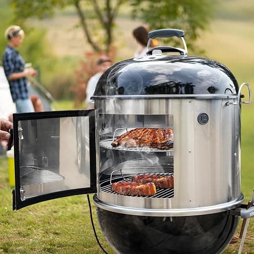 onlyfire Stainless Steel BBQ Cooking Smoking Attachment Rib Hanging System | Fits for Weber 22 inch Kettle Grills, Turns Your Kettle into Smoker thumbnail 6