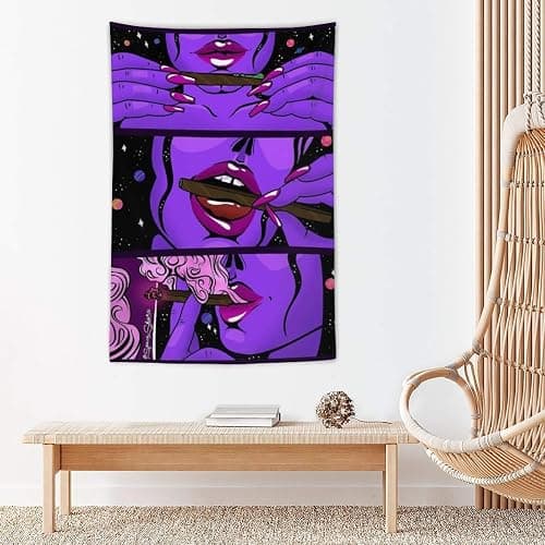 NiYoung Hippie Hippy Wall Art - Trippy Smoke Cool Girl Art - Large Mysterious Tapestry for Bedroom Dorm Accessories - Mandala Yoga Picnic Mat Ethnic Wall Hanging thumbnail 5
