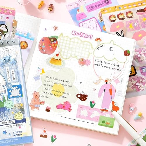 40 Sheets Japanese Sticker Book – Junk Journal Supplies & Scrapbooking Embellishments | Kawaii Sticker Book for Planners, Junk Journals, Vision Board Supplies,Scrapbooks –Prayer Board Supplies thumbnail 6