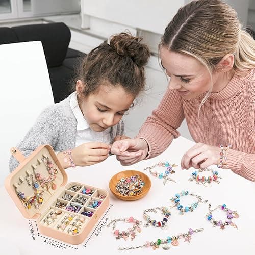 UFU Charm Bracelet Making Kit -120Pcs DIY Jewelry Making Kit, Mermaid Gifts for Girls Toys Crafts for Teen Girls Ages 5 6 7 8-12, with Portable Bracelet Organizer Box thumbnail 7