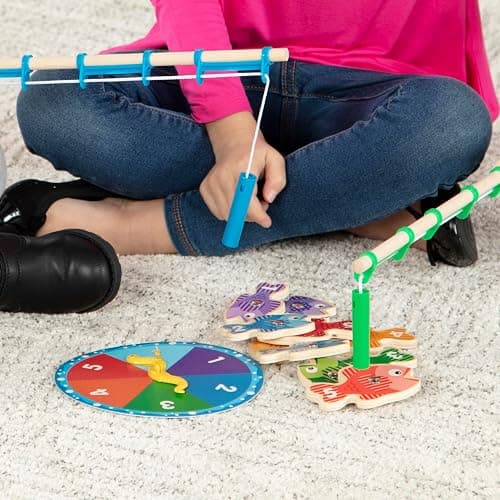 Melissa & Doug Catch & Count Wooden Fishing Game With 2 Magnetic Rods thumbnail 3