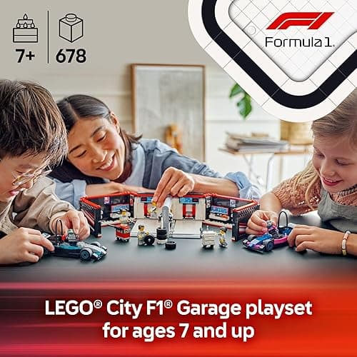 LEGO City F1 Garage & Mercedes-AMG & Alpine Cars Toy - Model Race Car Building Toy and Portable Playset for Kids, Boys and Girls, Ages 7+ - F1 Collectible for Fans - Gift Idea for Birthdays - 60444 thumbnail 2