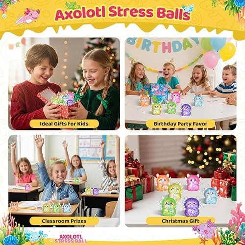 6 Packs Axolotl Squishy Toys, Slow Rising Stress Balls for Kids Adults, Sensory Squeeze Toys for Anxiety Relief Axolotl Party Favors Classroom Prizes Birthday Gifts (6 Colors) thumbnail 3
