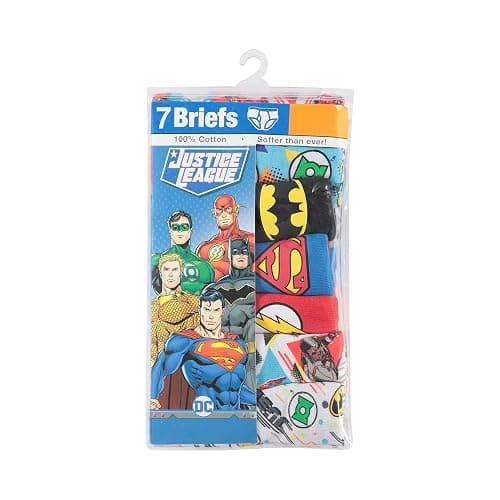 DC Comics Boys' 100% Cotton Briefs with Prints Including Superman, Batman, The Flash Logos, Sizes 2/3t, 4t, 4, 6, 8 - 2-3T - 7-pack Justice League Logo thumbnail 5