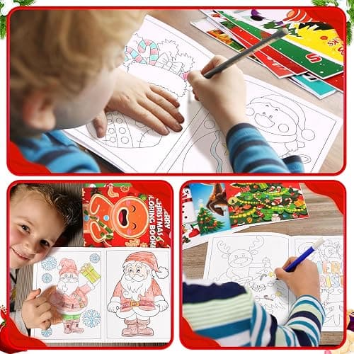 90shine 54Pcs Christmas Coloring Books for Kids: Xmas Goodie Bags Stuffers Stockings Gifts Party Favors Fun Holiday Supplies thumbnail 5