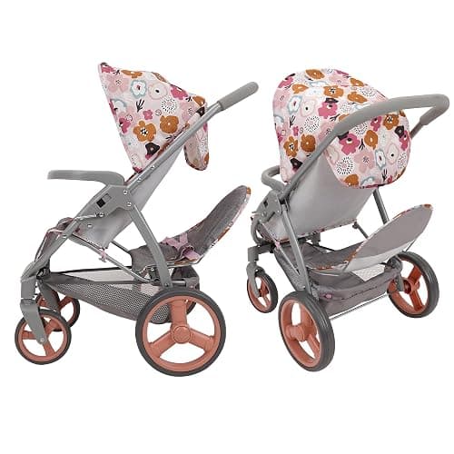 509 Crew: Melange Flora - Mabelle Duo Twin Doll Stroller - Accessory for 2 Dolls Up to 18", Foldable Design, Retractable Canopy, Kids Toy, Ages 3+ thumbnail 4