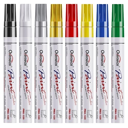 Overseas Paint Marker Pens - 8 Colors Oil Based Permanent Markers, Waterproof, Quick Dry, Medium Tip, Assorted Color Paint Pen for Metal, Wood, Fabric, Plastic, Rock Painting, Canvas, Glass, Art Craft - Image 1