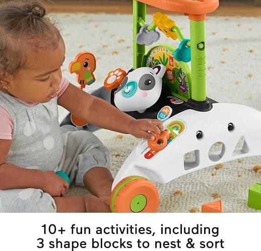 Fisher-Price Baby Push Toy 2-Sided Steady Speed Panda Walker Musical Learning Activity with 3 Blocks for Infants Ages 6+ Months (Amazon Exclusive) thumbnail 5