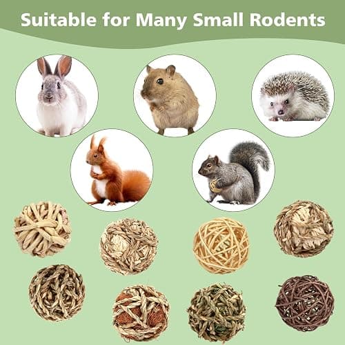 VESPRO Bunny Chew Grass Balls, (8 Pcs) Rolling Chew Toys for Small Animals, Natural Chew Grass Toys and Bunny Treats for Rabbits, Guinea Pigs, Chinchillas, Hamsters, Mice Teeth Grinding thumbnail 6