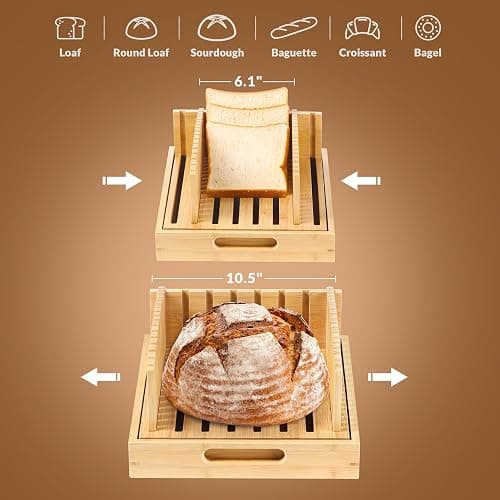 Bread Slicer for Sourdough Rounds, Bread Slicing Guide for Homemade Bread, Wide Bamboo Base for Artisan Loaves, Compact Design, Doubles as Serving Tray (No Knife) thumbnail 2