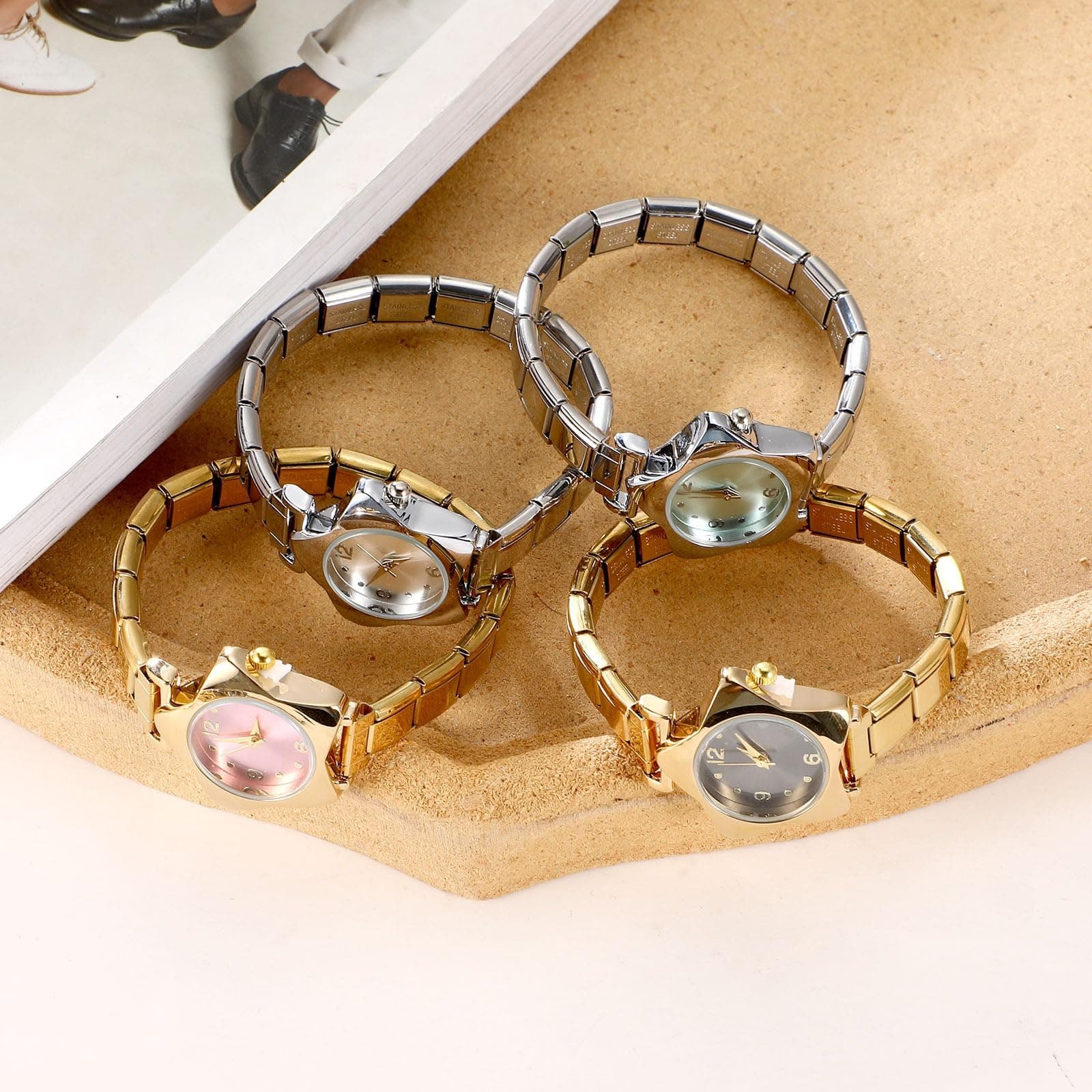papasgix Italian Charm Bracelet Watches for women men Watch Charm Bracelet Band Star Watch Italian Charms Gold Silver Watches Compatible with 9MM Italian Bracelets Charms thumbnail 6