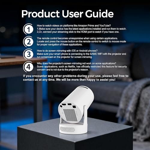 WellSonic Mini Projector with WiFi and Bluetooth, Portable Projector 4K Support, Android 11, 5W Soundbase Speaker, 180° Rotation, Auto Keystone Correction, Smart Proyector for Movie Home Outdoor thumbnail 6