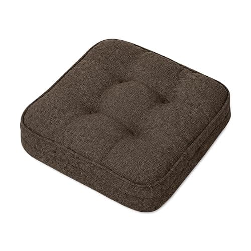 GOFORIT Chair Cushions,Tufted Shredded Memory Foam Chair Pads, Non-Slip Seat Cushions with Removable Cover,16'' x 16'', Brown - Image 1