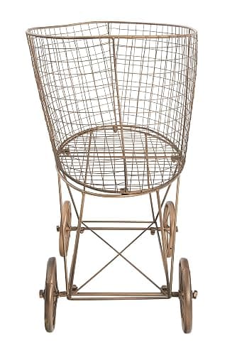 Creative Co-Op Vintage Reproduction Decorative Metal Laundry Basket on Wheels, Copper thumbnail 5