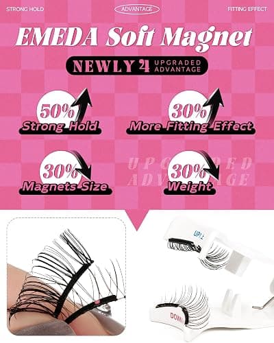 Upgrade Natural Look Soft Magnetic Eyelashes with Applicator and Lash Fixer Reusable Magnetic Eyelashes Kit, No Glue Needed Soft Magnet Lashes, Easy To Wear and Remove by EMEDA(Natural) thumbnail 4