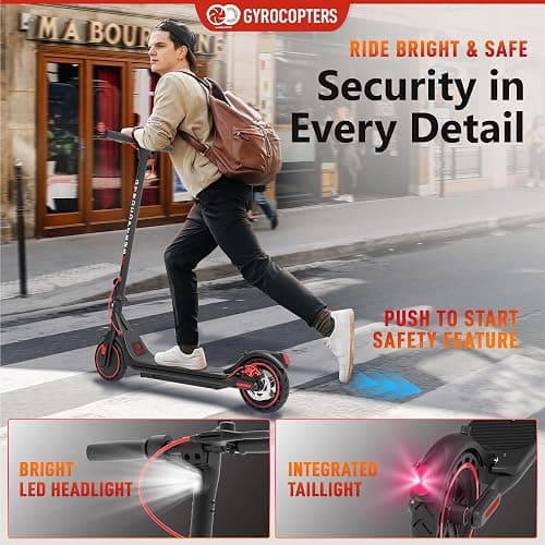 Gyrocopters Electric Scooter for Adults, Teens & Kids 8-12 | Flash Kidz/Flash 6.0/FlashX | 150/350W Speed 19/30kmph Upto 11/30km, Bright LED Light 6.5"/8.5" Foldable E Scooter UL2272 Safety Approved thumbnail 8