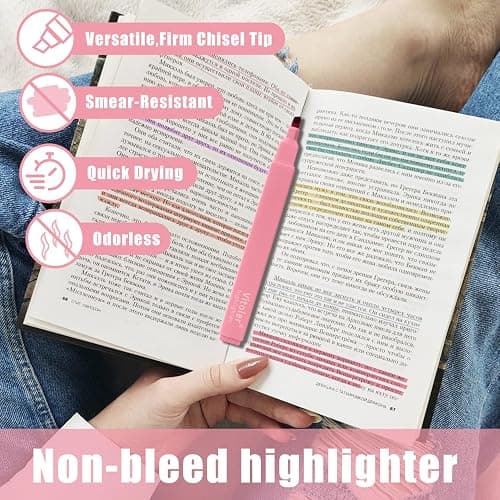 Piochoo Bible Highlighters,Aesthetic Cute Highlighters Bulk,8pcs Colorful Highlighter Markers No Bleed for Office School Supplies thumbnail 5