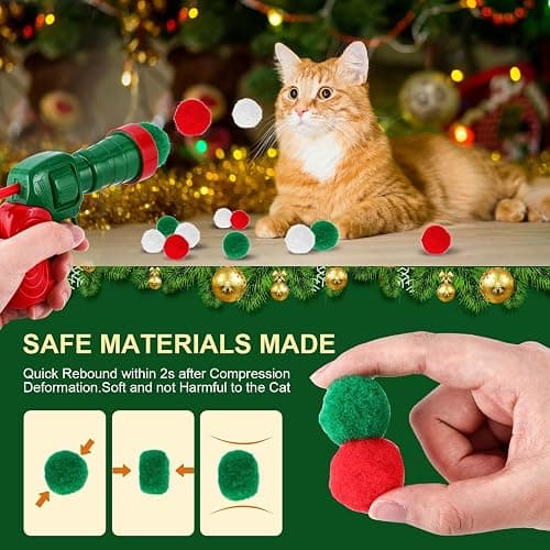 TEAWOO Cat Toy Set (2+60) - Pom Pom Balls & Launchers, Interactive Enrichment Toys thumbnail 4