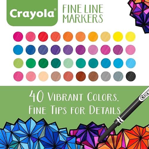 Crayola Fine Line Markers for Adults (40ct), Skinny Marker Set for Adult Coloring Books, Stocking Stuffer for Teens, Aesthetic Art Supplies, Stress Relief Activity thumbnail 4