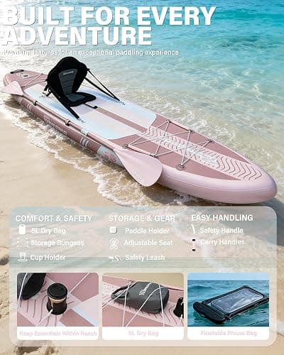 TIGERXBANG Inflatable Paddle Board with Kayak Seat, 11'x34 Wide SUP Board for Adults 500lbs Capacity, Blow Up Stand Up Paddle Board with Accessories, Perfect for Lakes, Rivers & Ocean, Blue thumbnail 5
