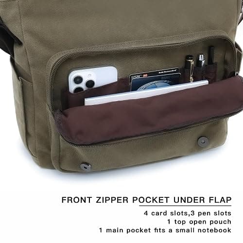 Large Vintage Canvas Messenger Shoulder Bag Travel Crossbody Purse Briefcase Business Bag for 15inch Laptop thumbnail 6