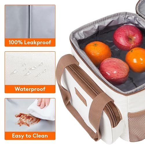 Lifewit Medium Lunch Bag, Insulated Lunch Box, Soft Cooler Cooling Tote for Adult Men Women, Beige 12-Can (9L) thumbnail 6