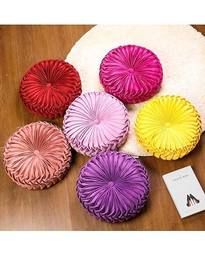 HLOVME Throw Pillow for Couch Decorative 3D Pumpkin Round Velvet Cushion for Sofa Bed Chair Floor 15"X15", Light Purple thumbnail 6