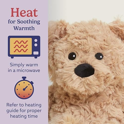 warmies Junior Microwavable & Weighted Stuffed Animals, Brown Curly Bear - Heated Stuffed Animal Plushie for Warmth & Comfort - Soft Plush Toys for Adults & Children (Boys, Girls, Babies & Toddlers) thumbnail 4