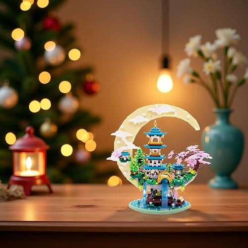 RUUQRUU 4288 PCS Cherry Blossom Tree Building Set for Adults Teens，Chinese Moon Palace Architecture Model，Micro Japanese Sakura Tree House, Mini Cherry Bonsai Tree Bricks, Creative Gift for Kids 14+ thumbnail 5
