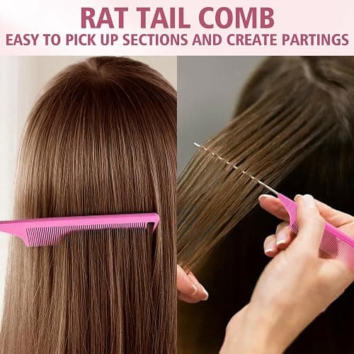 Boar Bristle Slick Back Hair Brush for Smooth Flyaways, Frizz, Sleek Ponytail, Buns and Edge Baby Hair, Teasing | Hair Comb, Edge Brush, Teasing Brush Styling Accessories for Kids, Women & Men (Pink) thumbnail 8