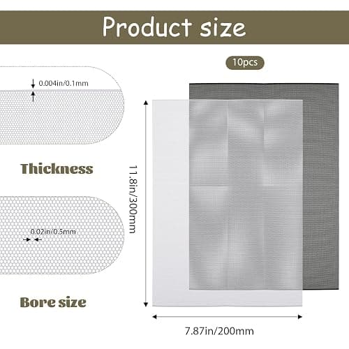 Bruislard Buckram Fursuit Eye Mesh, 10 Sheets 0.5mm White Black Buckram Mesh, 11.8in x 7.87in Waterproof Printable PVC Eye Meshes Sheet for Therian Mask, Cosplay Props Fursuits, Handicrafts Making thumbnail 2