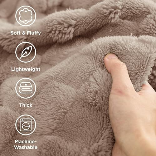 Bedsure Light Taupe Fleece Blanket for Couch - Super Soft Cozy Throw Blankets for Women, Cute Small Throws for Girls, 50x70 Inches thumbnail 4
