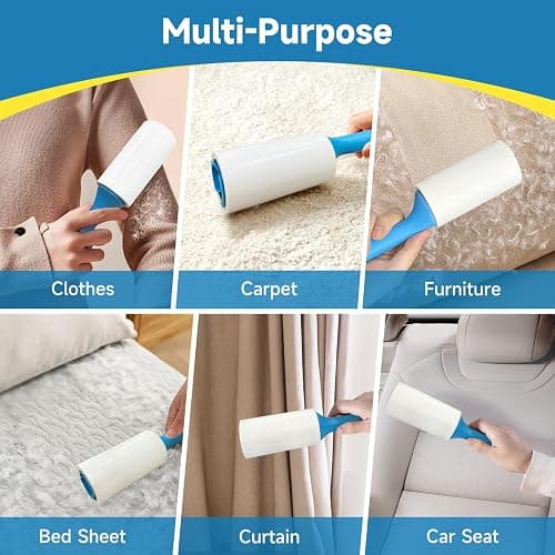 Swihauk 600 Sheets Extra Sticky Lint Rollers for Pet Hair, Easy Spiral Tear Lint Roller for Clothes with Ergonomic Handle, Multipurpose Lint Remover for Furniture, Carpet, Car Seat thumbnail 8