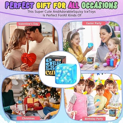 Squishy Fidget Toys Stress Cube - Squeeze Toys Stress Balls for Adults Slow Rising Squishies Glow in The Dark Snowflakes Sugar Sensory Toys for Kids with Autism Fidgets for Classroom Prize Toys thumbnail 8